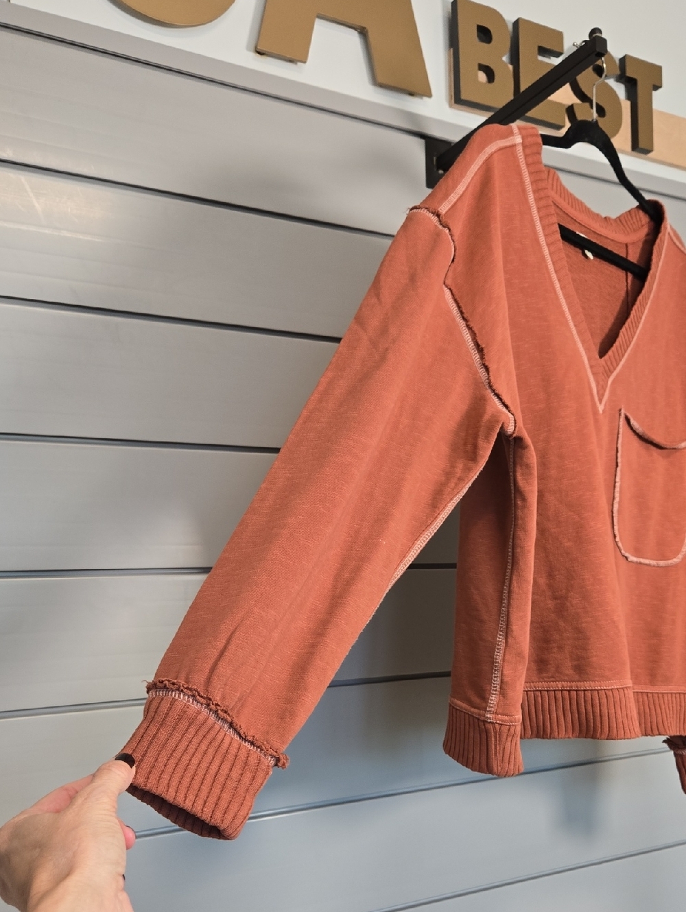 Pilcro Knit Crewneck Sweater - Rust - Picture 5 of 15